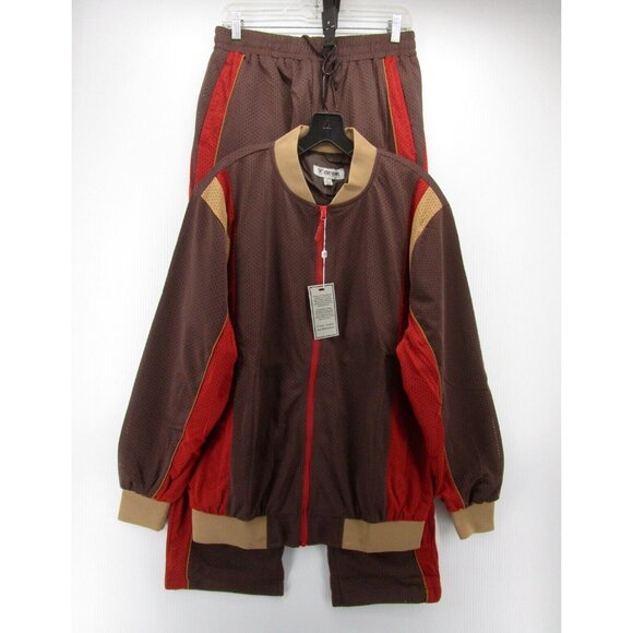 Stacy Adams Tracksuit Large Warm Up 2 Piece Mesh Jacket Pants NEW